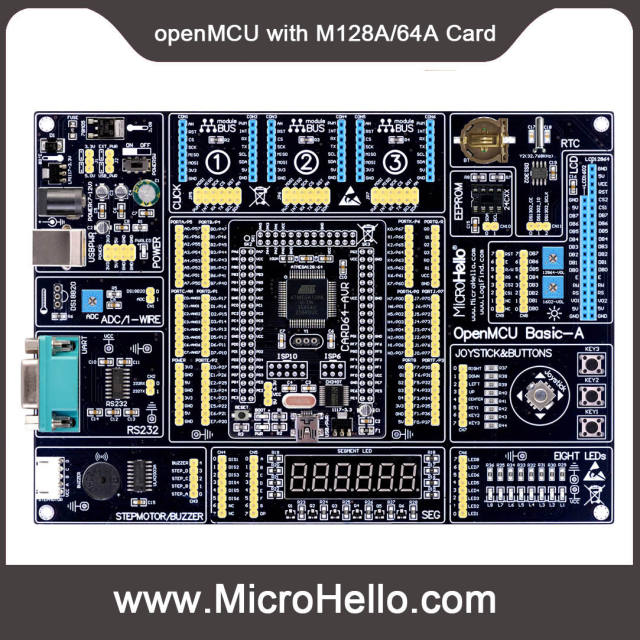 OpenMCU Basic-A Motherboard for AVR PIC C8051F Freescale 51 ST STM32 STM8 MSP430 XMEGA via using MCU card