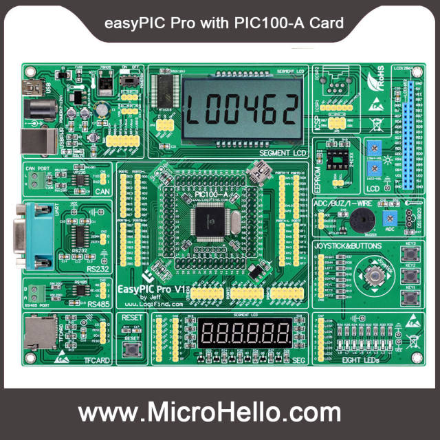 easyPIC pro development board for dsPIC PIC24 PIC32 MCUs