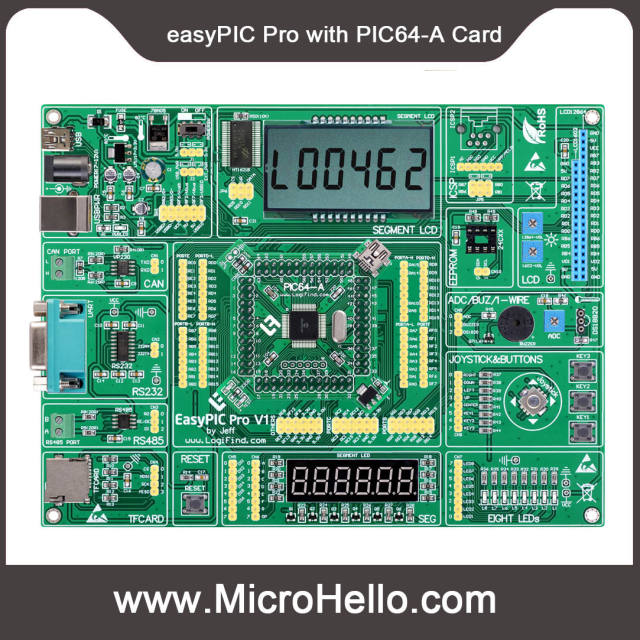 easyPIC pro development board for dsPIC PIC24 PIC32 MCUs