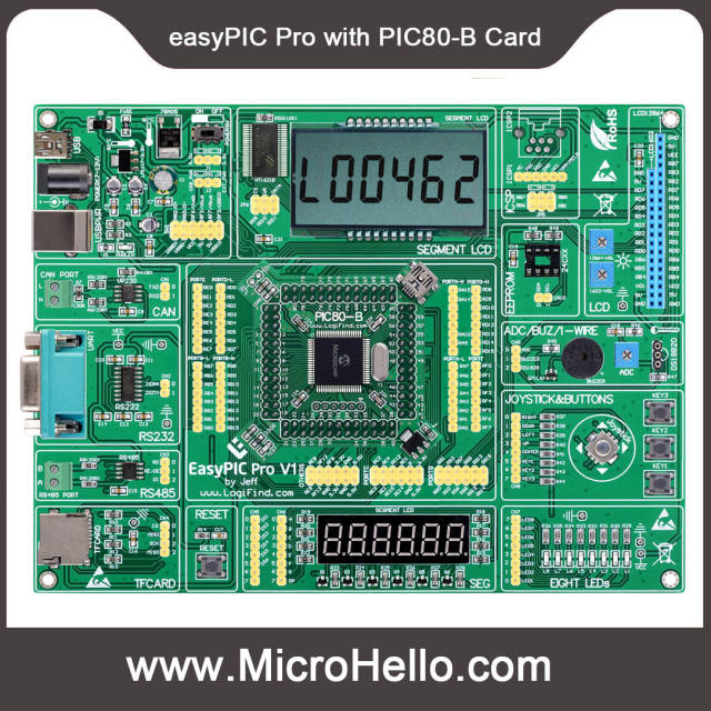 easyPIC pro development board for dsPIC PIC24 PIC32 MCUs