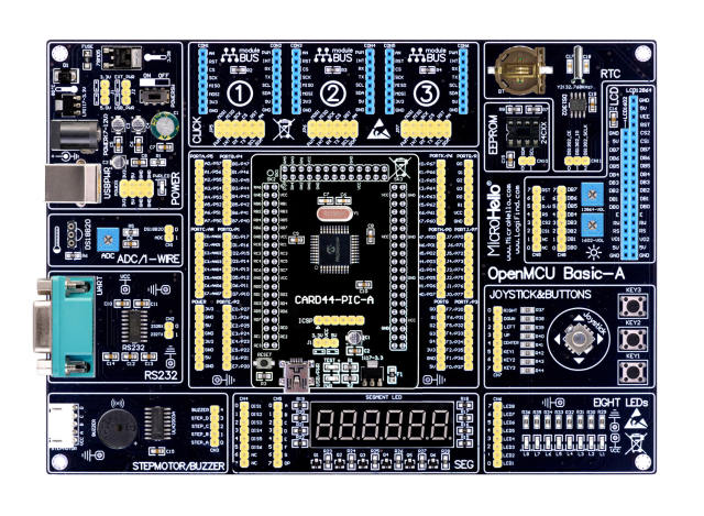 OpenMCU Basic-A Development Board for AVR PIC C8051F Freescale 51 ST STM32 STM8 MSP430 XMEGA via using MCU card