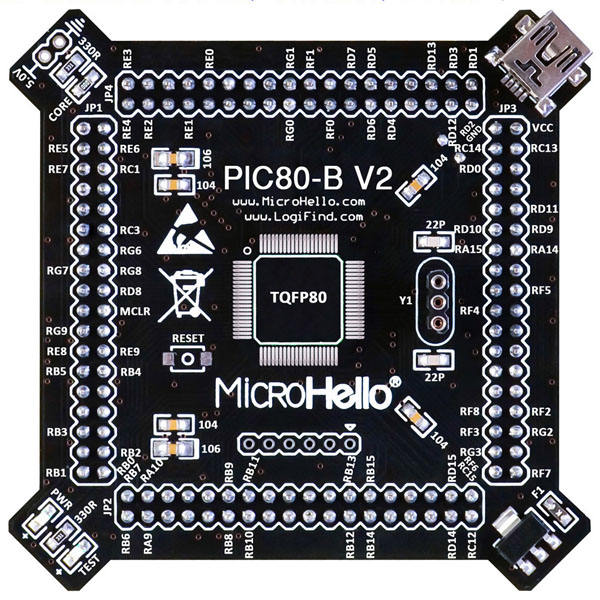 Half-empty PIC MCU Card for openPIC Pro Development Board supports PIC16F PIC18F dsPIC30 dsPIC33 PIC24 PIC32 microcontrollers