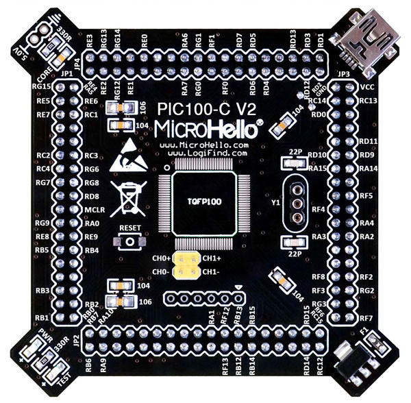 Half-empty PIC MCU Card for openPIC Pro Development Board supports PIC16F PIC18F dsPIC30 dsPIC33 PIC24 PIC32 microcontrollers