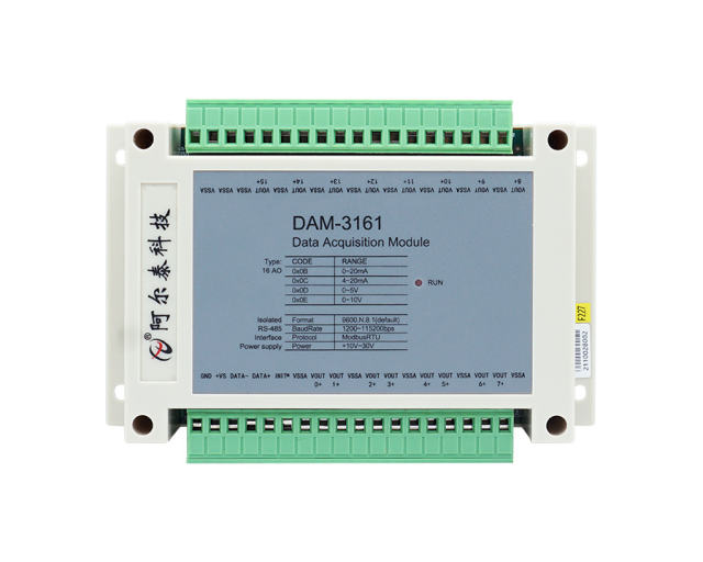 DAM-3161 16-channel 12-bit analog output module Voltage/Current Output module RS485 communication interface and standard ModbusRTU protocol