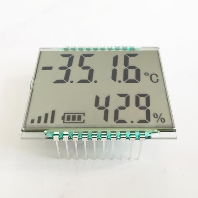 QYT12429 Temperature and Humidity LCD Display Dynamic Drive Ultra Wide Low Temperature Segment Code LCD Screen with Battery Display