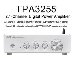 TPA3255 dual-core HIFI high-power amplifier Bluetooth 5.0 household Class D amplifier with heavy bass Stereo: 300W + 300W Subwoofer:
