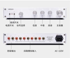 FV-2024 classic high-end pure class A tone pre-amplifier STK3048 with adjustable treble, midrange, and bass frequencies