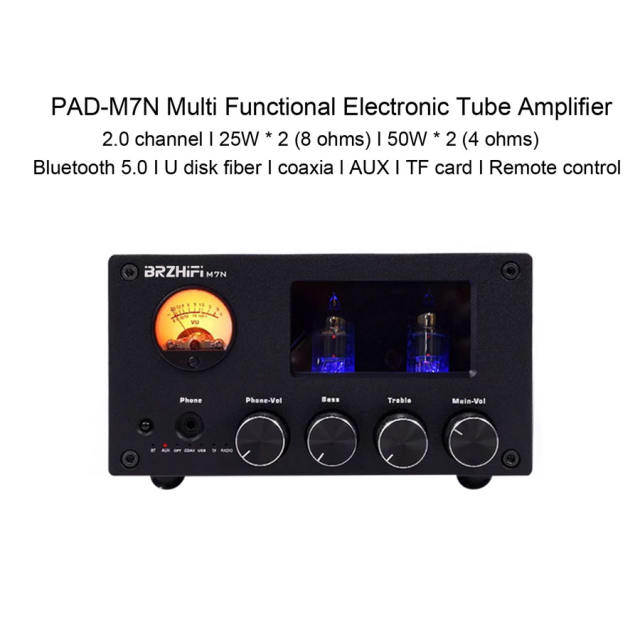 PAD-M7N Multi Functional Electronic Tube Amplifier Bluetooth 5.0 U disk fiber coaxia AUX TF card Remote control M7N