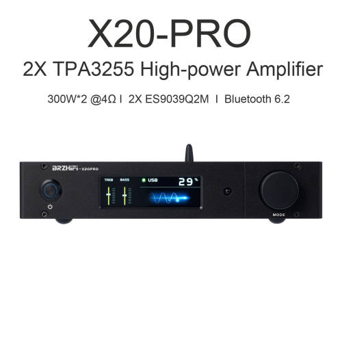 X20-PRO high-end power amplifier HIFI dual TPA3255 ES9039 Bluetooth 6.2 300W*2 @4Ω