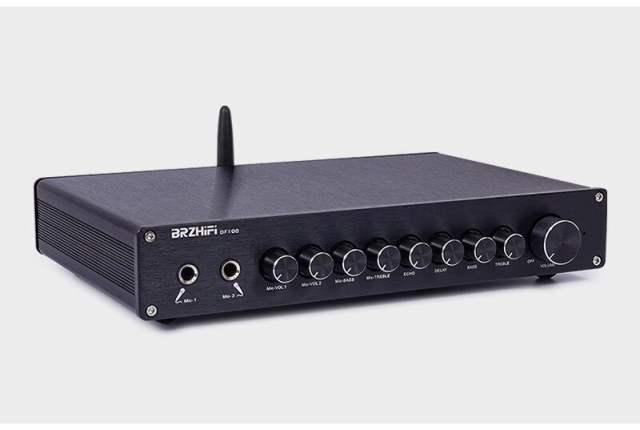 OF100 Professional-grade KTV Home HD Karaoke Pre-amplifier, Bluetooth 5.3 Power Amplifier, Mixer, Anti-howling, Stereo Sound