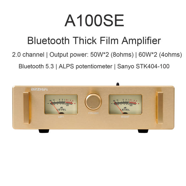 A100SE HIFI audiophile power amplifier STK404-100 Bluetooth 5.3 thick film amplifier desktop electronic vacuum tube power amplifier, tube amplifier with human voice quality