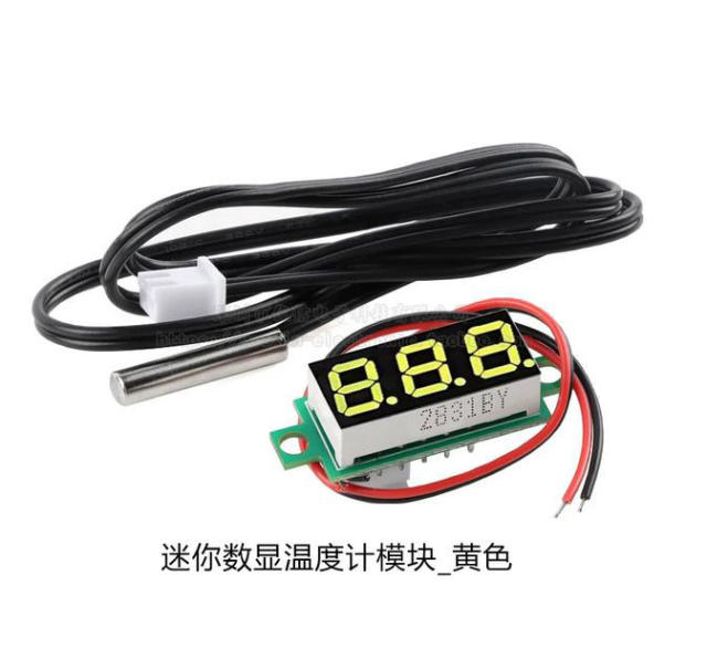 Mini digital thermometer module with NTC waterproof metal probe, measuring range -50℃~80℃