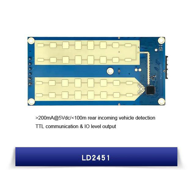 HLK-LD2451 24G vehicle status monitoring radar module rear vehicle ranging and speed measurement millimeter wave sensor