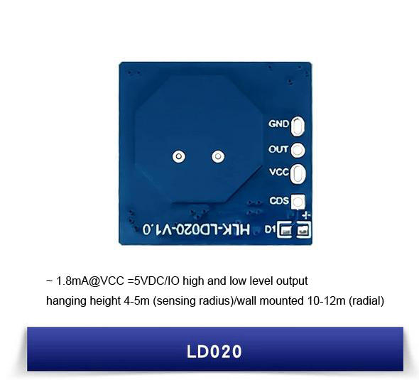 HLK-LD020-5G LD020 Radar Sensor Module, Smart Human Motion Sensor, Adjustable Distance
