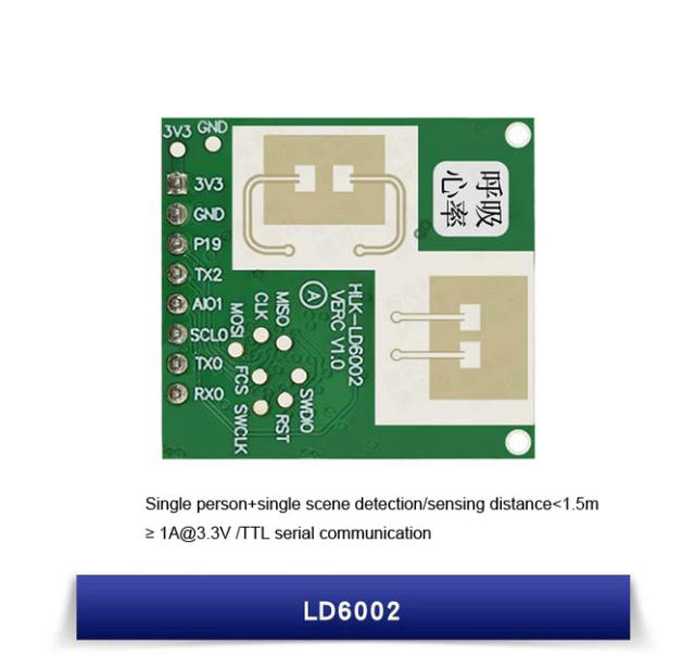 HLK-LD6002 60GHz Radar Module, Human Movement Tracking, Heartbeat Monitoring, Fall Detection Sensor