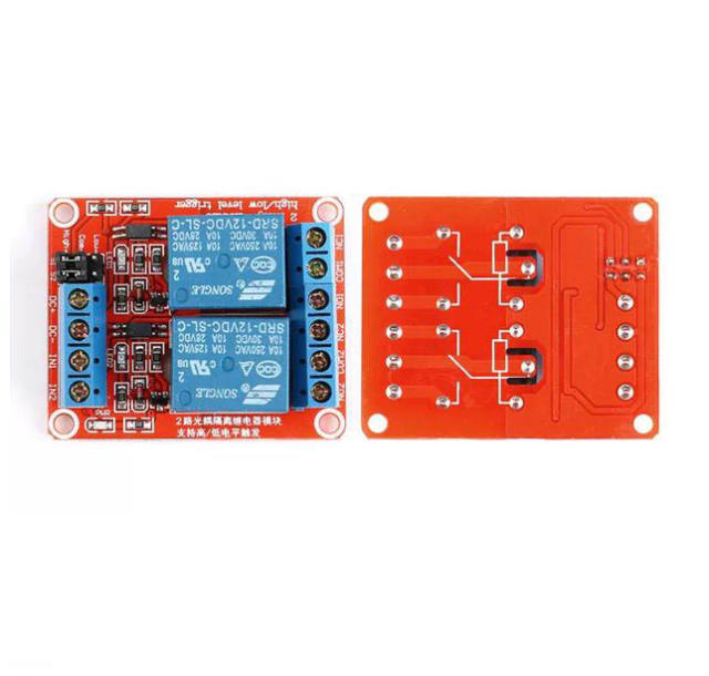 Relay module, optocoupler isolator switch, high/low level trigger, 2 channel relay, 5/12/24V