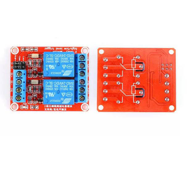 Relay module, optocoupler isolator switch, high/low level trigger, 2 channel relay, 5/12/24V