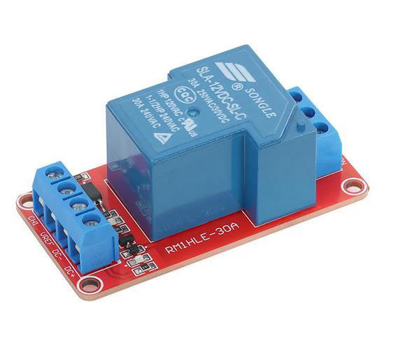 1-channel 30A optocoupler isolation relay module, 5V/12V high/low level trigger, relay drive switch