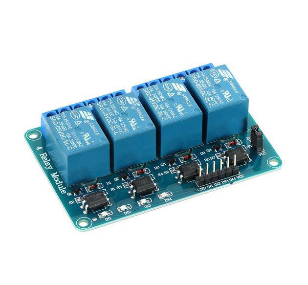 4-channel relay module, 5V/12V low level, with optocoupler isolation