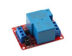 Relay module, 1-channel relay with optocoupler isolation, high and low level triggering, 5V/12V/24V