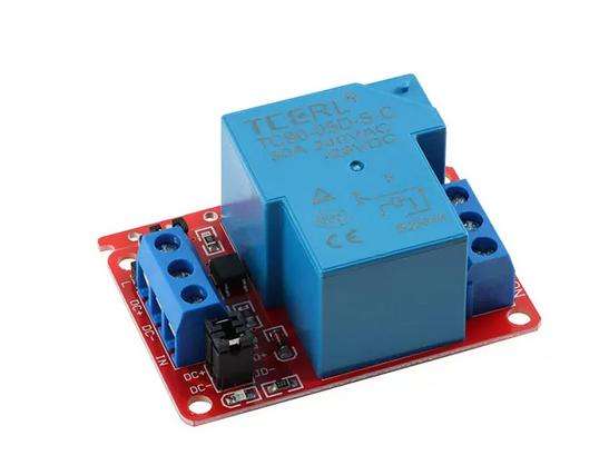 Relay module, 1-channel relay with optocoupler isolation, high and low level triggering, 5V/12V/24V