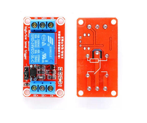 Relay module, optocoupler isolator switch, high/low level trigger, 1 channel relay, 5/12/24V