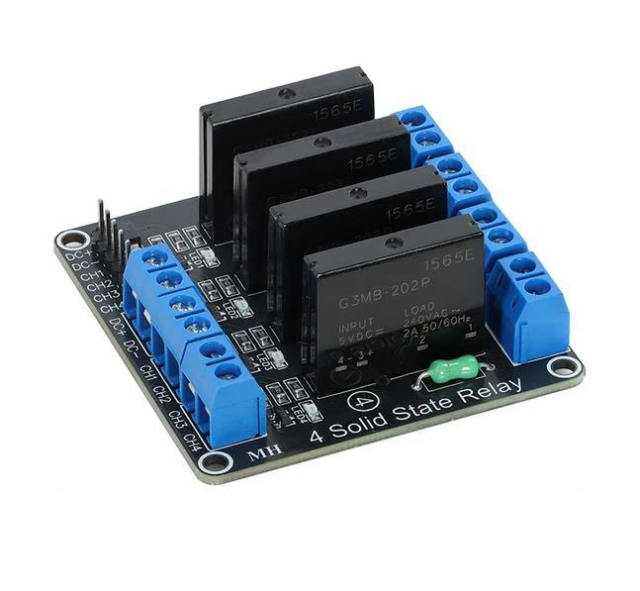 1/2/4/8-channel solid-state relay module, 5/12/24V, high/low level trigger, with fuse