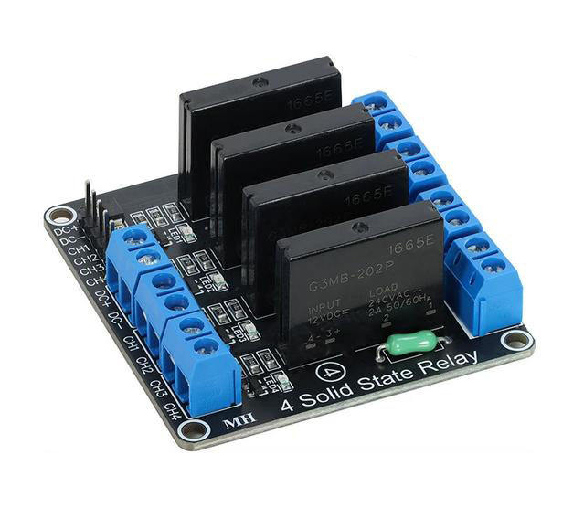 1/2/4/8-channel solid-state relay module, 5/12/24V, high/low level trigger, with fuse