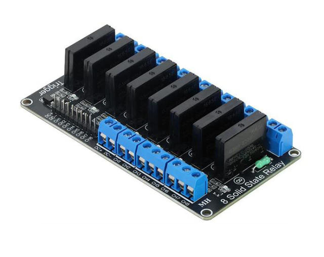 1/2/4/8-channel solid-state relay module, 5/12/24V, high/low level trigger, with fuse