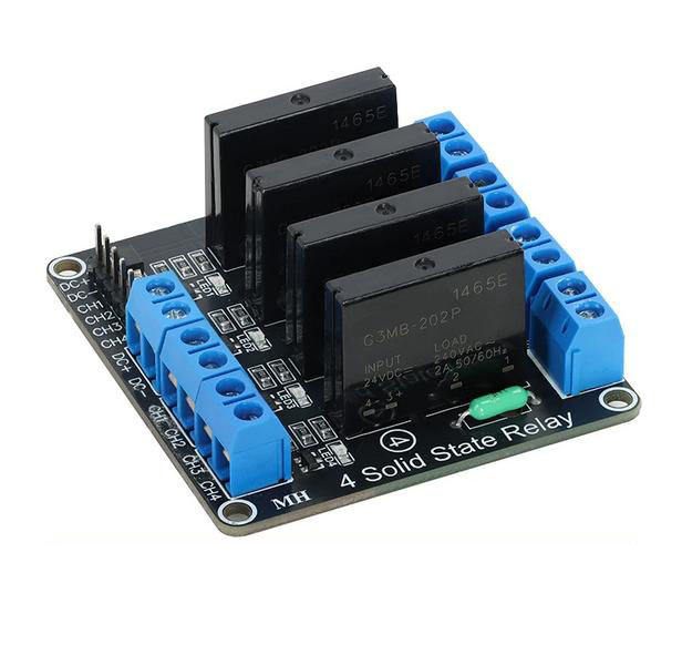 1/2/4/8-channel solid-state relay module, 5/12/24V, high/low level trigger, with fuse