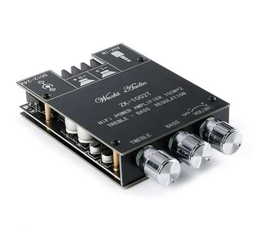 ZK-1002T 2*100W Bluetooth 5.0 audio amplifier board with subwoofer, dual-channel stereo module/treble and bass adjustment
