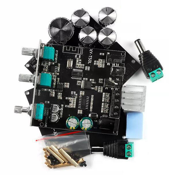 XY-T50L 50W*2 Bluetooth 5.0 Digital Power Amplifier Board Pre-amplifier Treble/Bass Adjustment Stereo Module AUX
