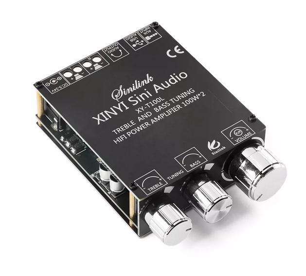 XY-T100L 100W*2 Digital Power Amplifier Board Bluetooth 5.0/Stereo Pre-amplifier Treble and Bass Adjustment Module