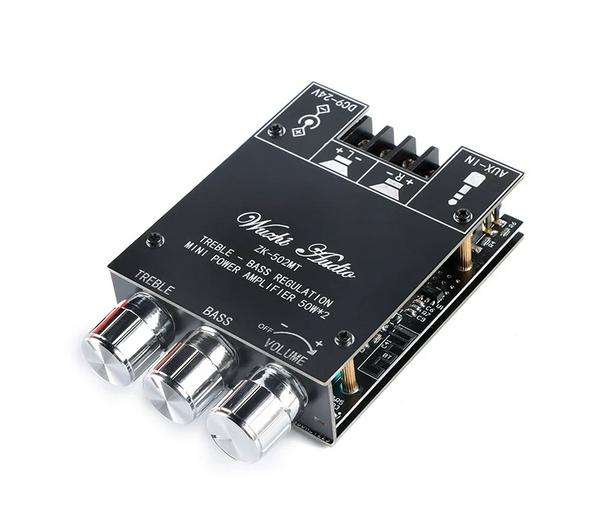 ZK-502MT Bluetooth power amplifier module, stereo Bluetooth audio power amplifier, 50W*2, with treble and bass adjustment