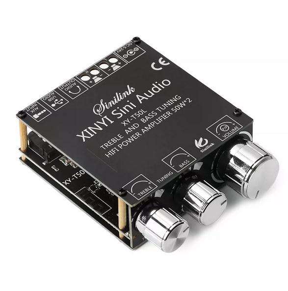 XY-T50L 50W*2 Bluetooth 5.0 Digital Power Amplifier Board Pre-amplifier Treble/Bass Adjustment Stereo Module AUX
