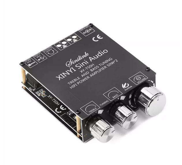 XY-T50H 50W*2 Bluetooth 5.0 Stereo Digital Power Amplifier Module with Pre-amp Treble and Bass Adjustment