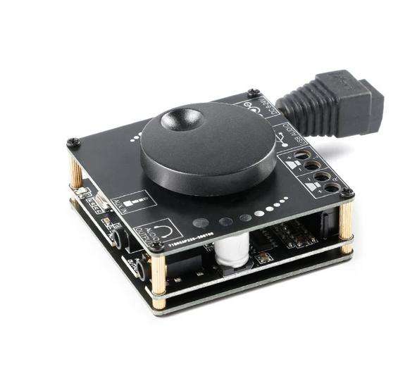 XY-AP50L 2.0 dual-channel 40/50W x2 stereo Bluetooth digital amplifier board with rotary volume control switch, 12/24V