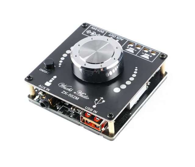 ZK-502M Bluetooth power amplifier board, 2.0 stereo, 2X50W, Bluetooth digital power amplifier board module, with multiple inputs on board