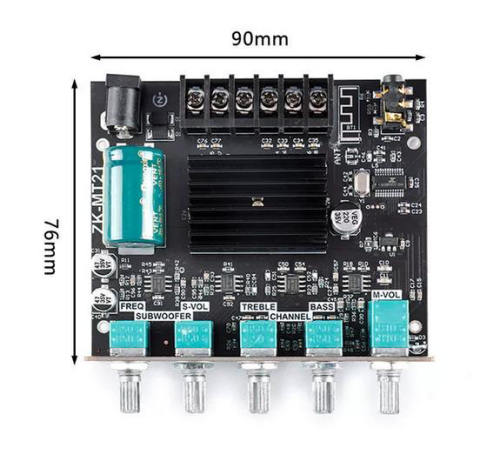 ZK-MT21 Bluetooth audio power amplifier module, 50W*2+100W, 2.1 channel digital power amplifier, subwoofer