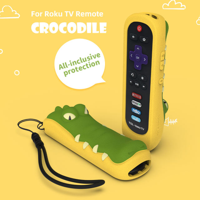 SIKAI CASE - Crocodile Silicone Case Cover for Roku 3600R / TCL Roku RC280 TV Shockproof Protective Shell Cover