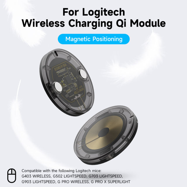 Mouse Qi Module Wireless Charging For Logitech G 403 502 703 903 G Pro G Pro X Transparent Custom Magnetic Mouse Accessories