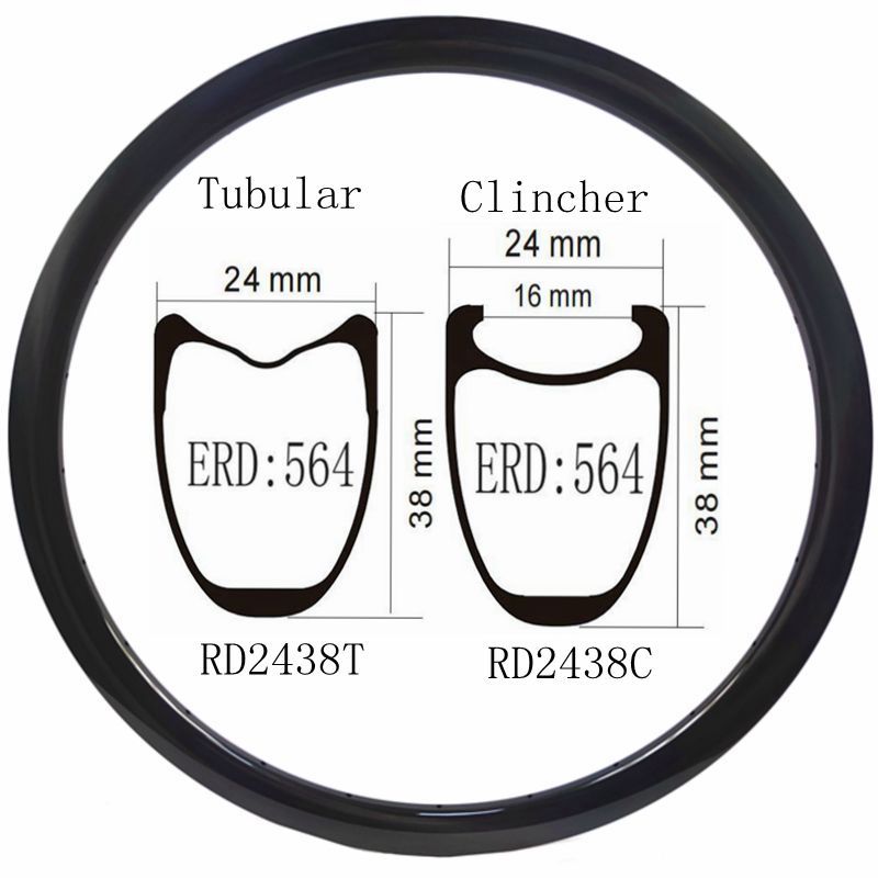 [RD2438C] Road Bike 700C Carbon Fiber Rim With Disc Brake 38MM Tubular BIKEDOC