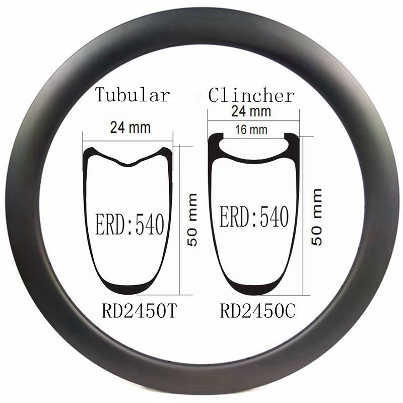[RD2450C] Carbon Fibre Rims 50MM Clincher Road 700C Bike Rim 32H
