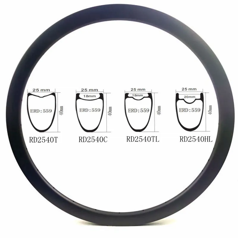 [RD2540TL] 24-hole Carbon Fibre Road Bike Rims 700C 40mm Deep BIKEDOC