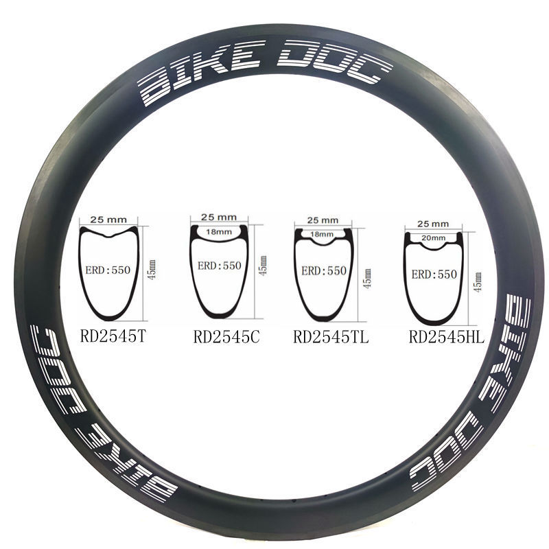 [RD2545TL]Carbon Fiber Cycle Wheelset Rim 700c V Brake Road Clincher BIKEDOC