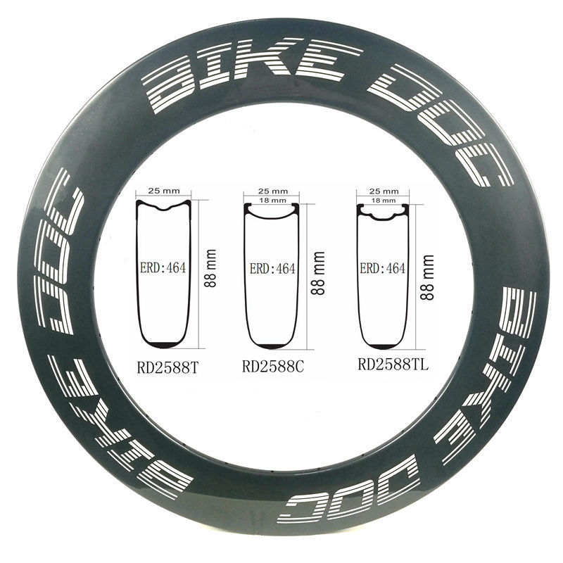 [RD2588TL] 88mm Carbon Rim Tubeless Disc 700C Road Bicycle Rim BIKEDOC
