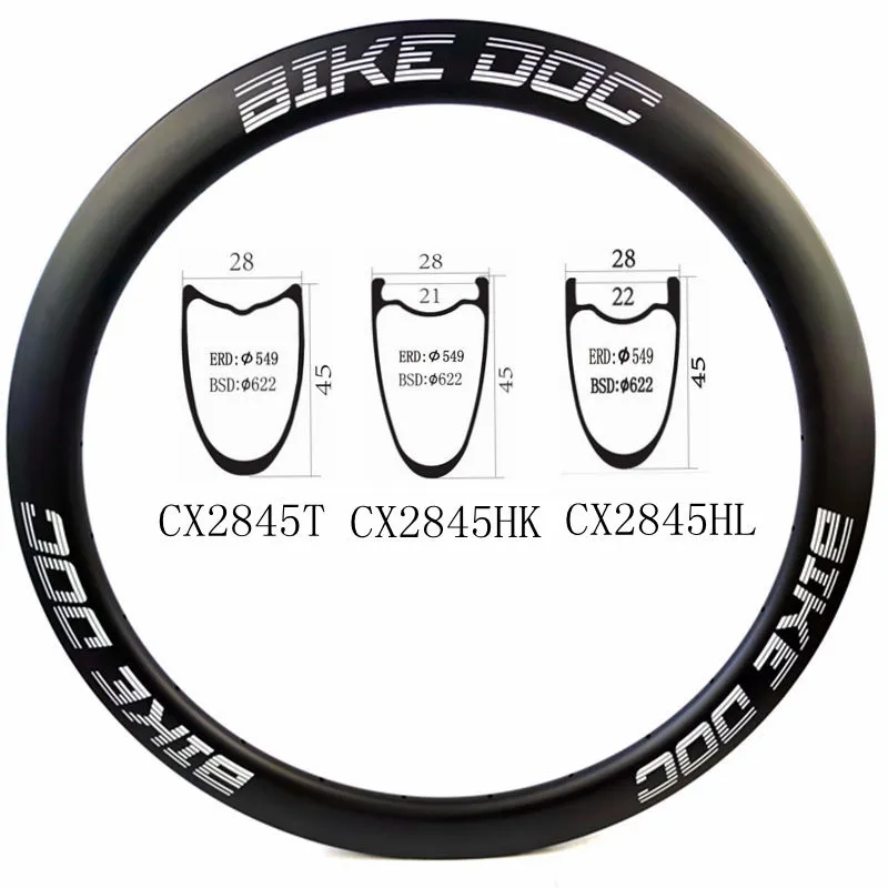 [CX2845HK] Gravel Road Carbon Rims 45mm 32 Hole Rim Carbon 700C BIKEDOC