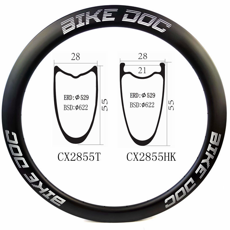 [CX2855HK] Carbon Fibre Rims For Gravel 700C Bicycle 55MM Cycle Rim BIKEDOC
