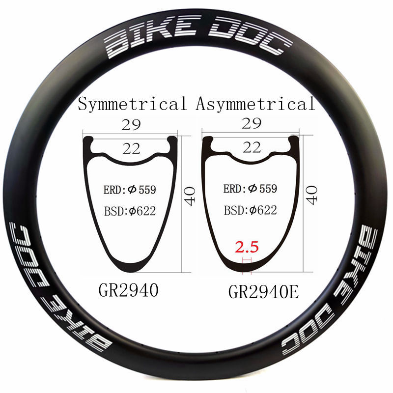 [GR2940] 40 Carbon Cyclecross Rims 28MM 700C Spoke Hole 36H BIKEDOC