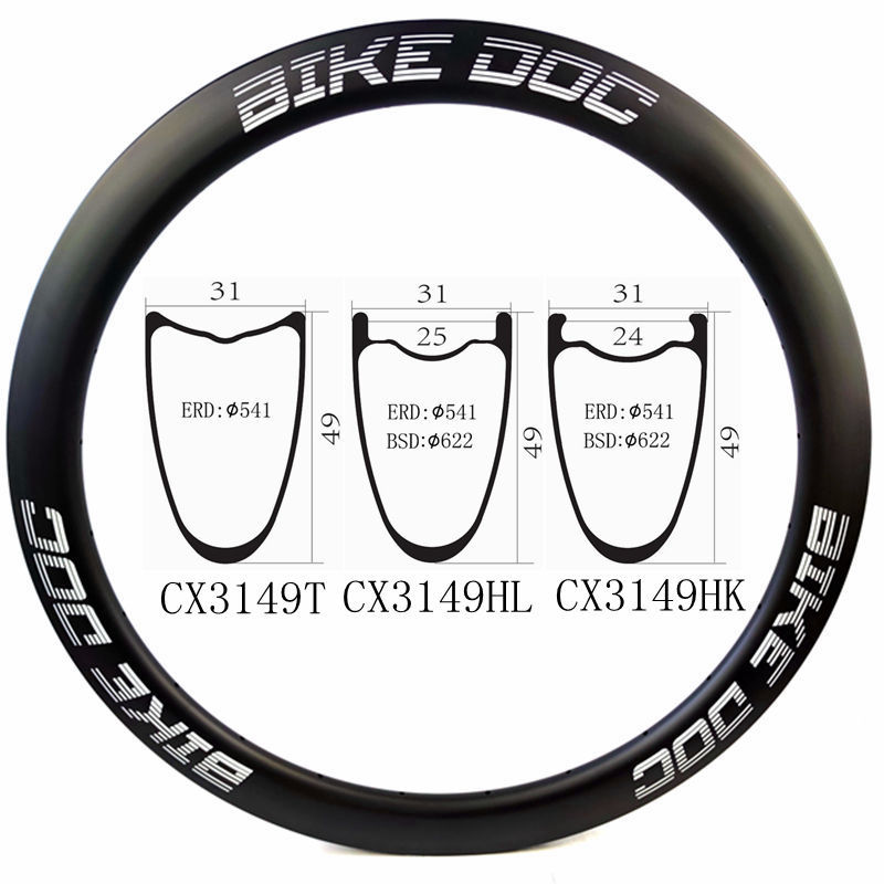 [CX3149HK] Gravel Carbon Tubular Rim 700C Road Carbon Fibre Rims BIKEDOC